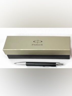 Parker Black and Silver Ballpoint Pen with Branded Gift Box and extra refill